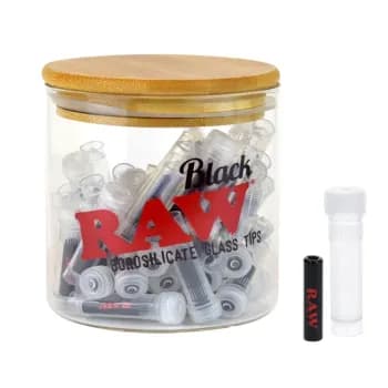 Glass Tips Black Jar 50ct