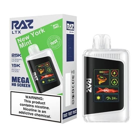 Raz Ltx Zero Nicotine Disposable 25k Puffs / New York Mint