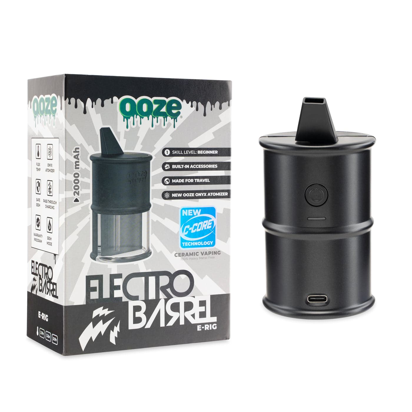 Ooze Electro Barrel Electric Dab Rig | 2000mAh / Panther Black