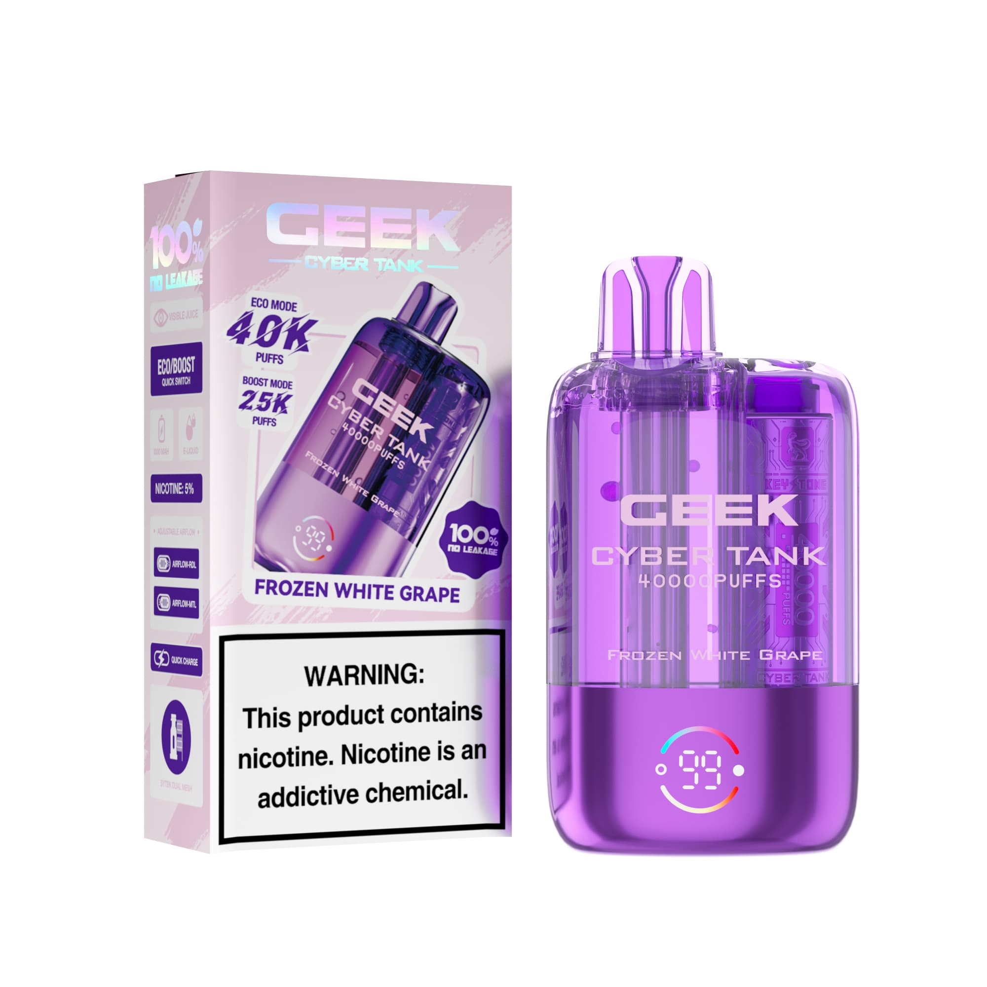 Geek Cyber Tank 5% Disposable 40K Puffs / Frozen White Grape