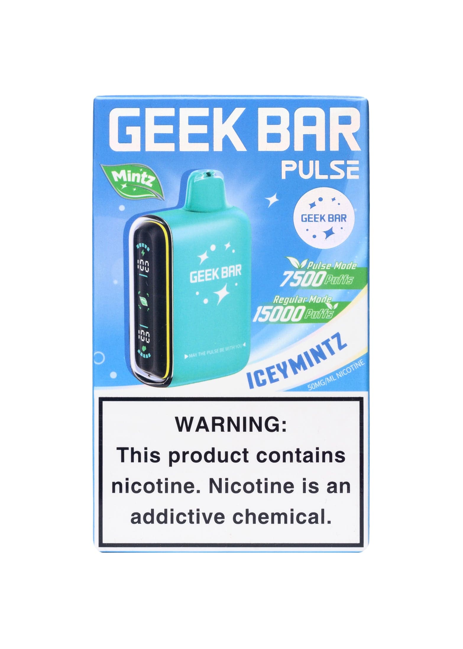 Geek Bar Pulse 15,000 Puffs 50mg 16mL Disposables w/ Dual Heating Modes / Icey mintz