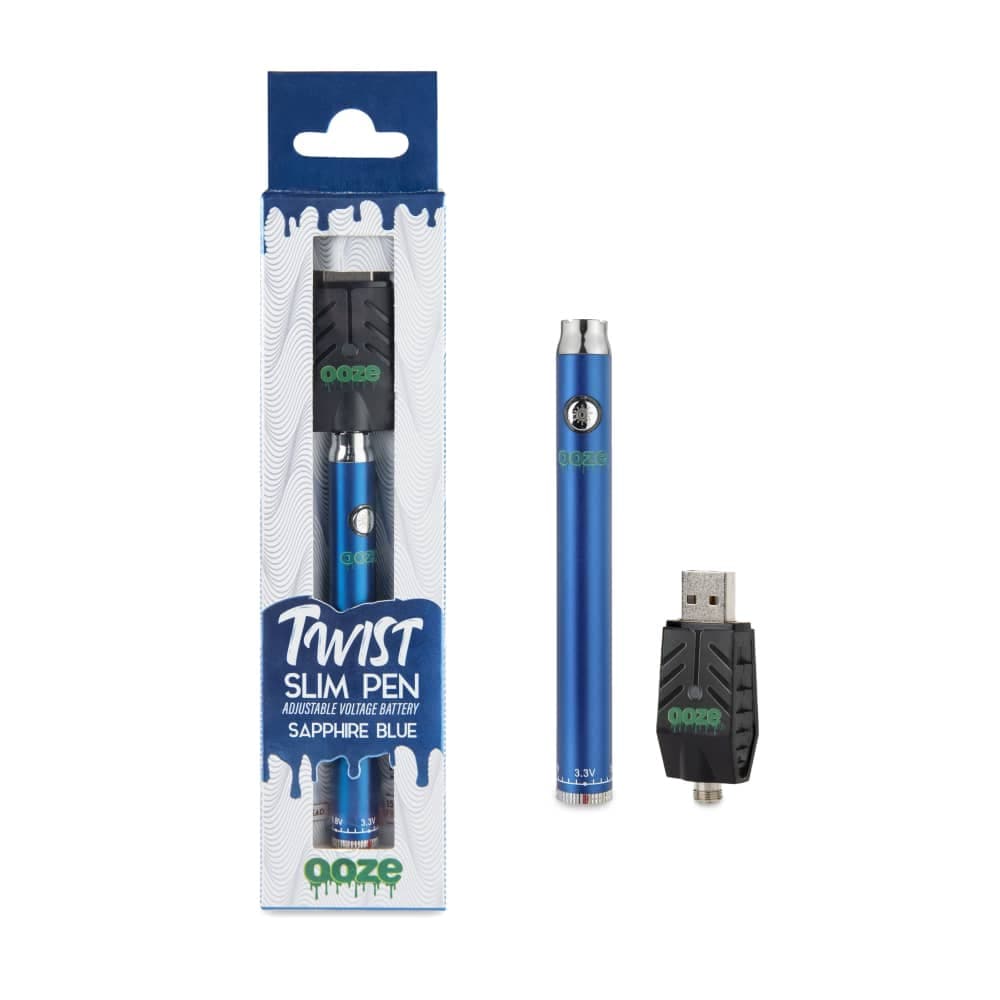 Ooze Slim Twisted Battery w Charger - 4" |320mAh |510 Battery / Blue